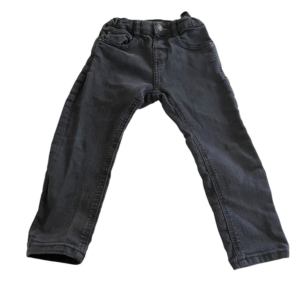 Zara boys black distressed denim stretch jeans pants size 2-3